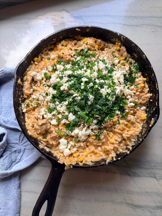 Creamy Street Corn Chicken & Rice Skillet